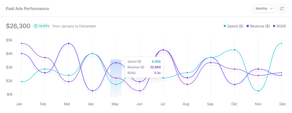 PPC campaign performance analytics chart